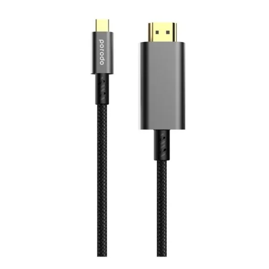 Porodo Type-C Hdmi Braided Cable Ultra-Hd Video Streaming 1.8M/6Ft